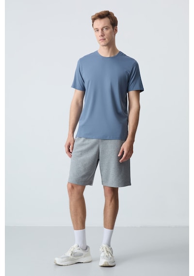 Air Jones Tommy Life Gri Melanj Pamuklu Kalın Yumuşak Dokulu Standart Fit Basic Erkek Şort - 81275 GRI MELANJ