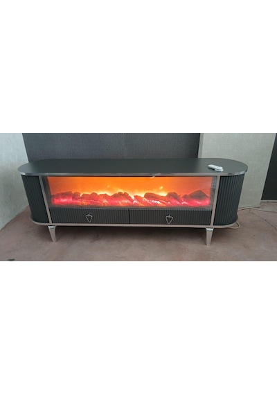 Bluetoothlu Şömineli Tv Ünitesi 170x65x38 Ahşap - Beyaz Bluetoothlu Şömineli Tv Ünitesi 170x65x38 Ahşap - Beyaz