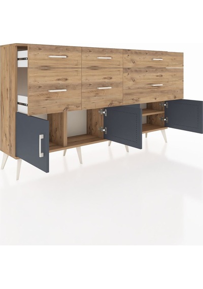 Arges Konsol Tek Raflı 6 Çekmeceli 4 Kapaklı 176x30x99 Çam-antrasit/çam Antrasıt/atlas Çam - Atlas Çam Arges Konsol Tek Raflı 6 Çekmeceli 4 Kapaklı 176x30x99 Çam-antrasit/çam Antrasıt/atlas Çam - Atlas Çam