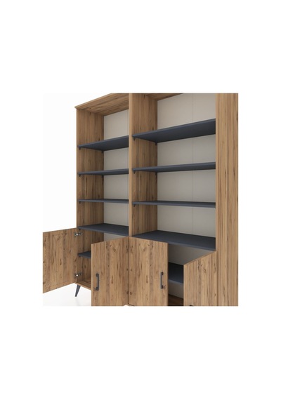 Hyperion Gardrop 10 Raflı 4 Kapaklı 176x44x221 Çam-çam/antrasit Çam/antrasit Hyperion Gardrop 10 Raflı 4 Kapaklı 176x44x221 Çam-çam/antrasit Çam/antrasit