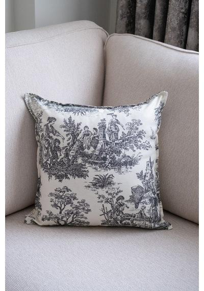 Siyah Kırlent Vintage Desenli 50x50 Dekoratif Yastık Kılıfı Beyaz - Siyah - 702798987 Beyaz - Siyah