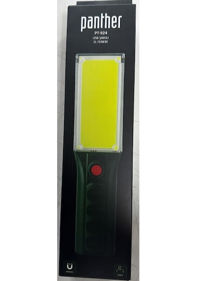 Panther Pt-924 Usb Şarjlı Mıknatıslı Kancalı El Feneri Çok Renkli