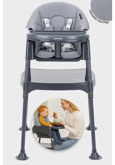 Wellgro Growup Çalışma Masalı Mama Sandalyesi, Gri