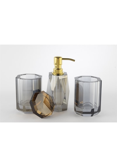 Mikasa Moor Füme Amber Kapaklı Kristal Banyo Seti