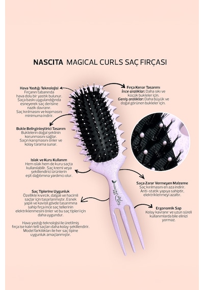 Nascita Magical Curls Saç Fırçası Büyük Boy Lila