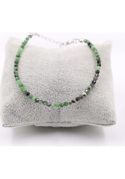 Anyolit Ruby In Zoisite Taşı Doğal Taş Kolye Bileklik Seti Fasetli Kesim 3-4 Mm Çok Renkli