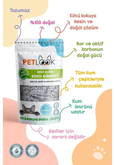 Kedi Kumu Koku Giderici Aktif Karbon Katkılı Kokusuz 300 Gr Kokusuz