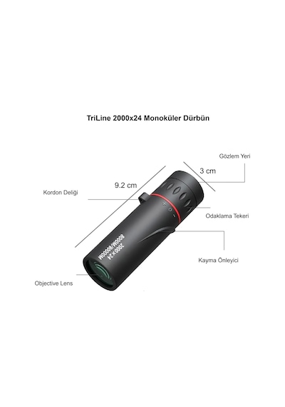 Triline 2000x24 Zoom Monoküler Mini Taşınabilir Hd Dürbün Su Geçi Siyah
