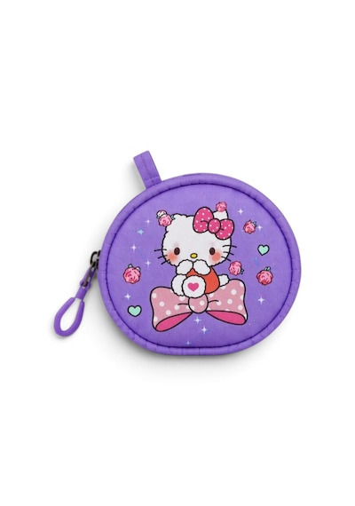 Hello Kitty Baskılı Özel Tasarım Ortopedik Su Geçirmez Cüzdanlı Okul Çantası Termal Beslenme Ve Kalemlik Seti Mor