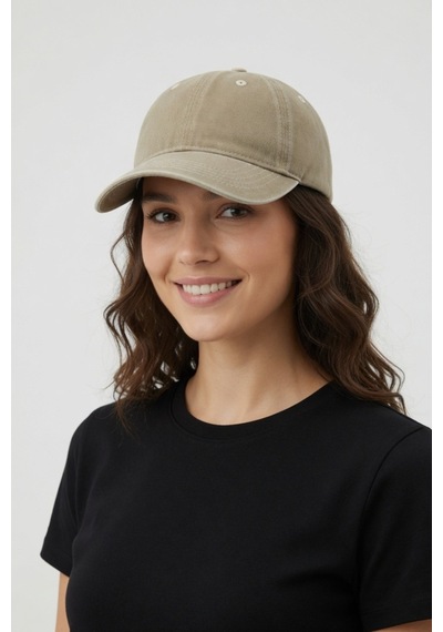 Mollycrush Unisex Bej Yıkamalı Kot Outdoor Beyzbol Şapkası Ayarlanabilir Spor Kep Bej