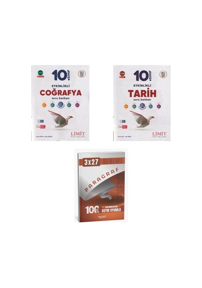 2027 Limit 10. Sınıf Etkinlikli Coğrafya + Tarih Soru + Anla Kazan Paragraf Deneme 3'lü Set