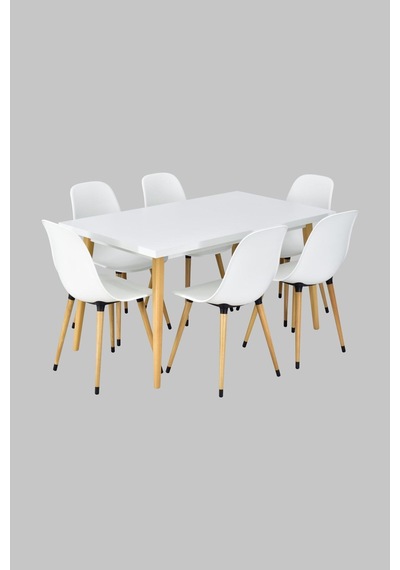Vilinze Eames Sandalye Avanos Ahşap Mdf Mutfak Masası Takımı - 80x140 Cm Beyaz