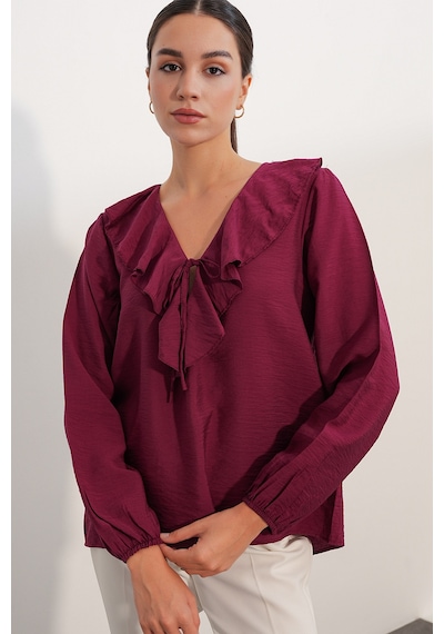 Bigdart Kadın Yaka Detaylı Bluz 40034 - Bordo