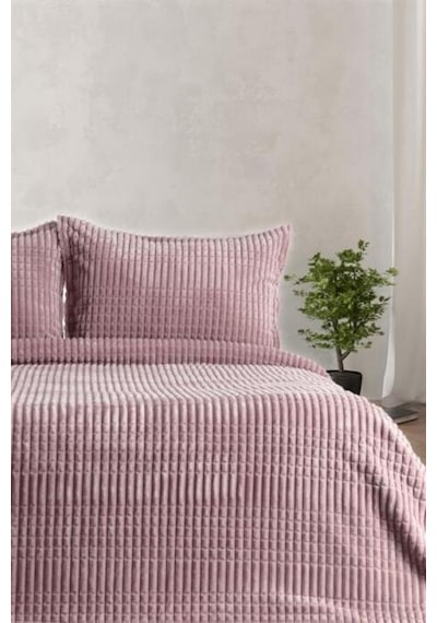 Merinos Modern Line 3 Parça Battaniye Seti - Pudra