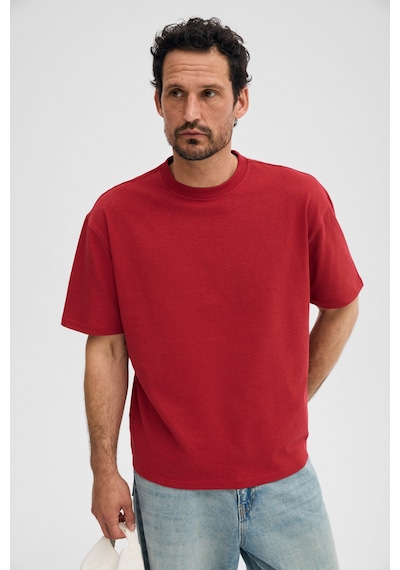 Grimelange Grımelange Dunno Erkek %100 Organik Pamuk Yuvarlak Yakalı Regular Fit Kırmızı T-shirt KIrmızı