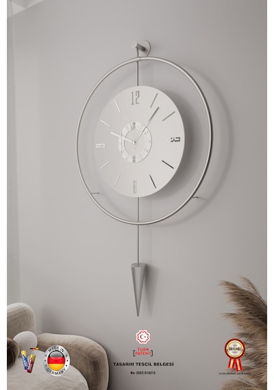 Kadranlı-masippi Mat Gümüş 50x90cm-pilli Led-mobilya Duvar Saati