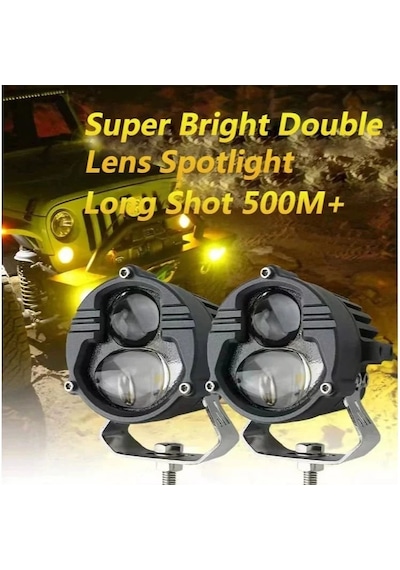 Offroad Sis Lambası Sarı Beyaz 25w+25w 12-60v Set 6.8x6.8x7cm / Lass388