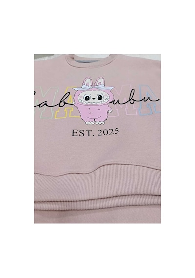 Bubiee Baby Labubu Karekterli Kız Çocuğu 3 İp Şardonlu Alt Üst Takım Pembe