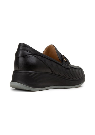 Deery Kadın Hakiki Deri Siyah Dolgu Topuk Loafer - N0277zsyhc01