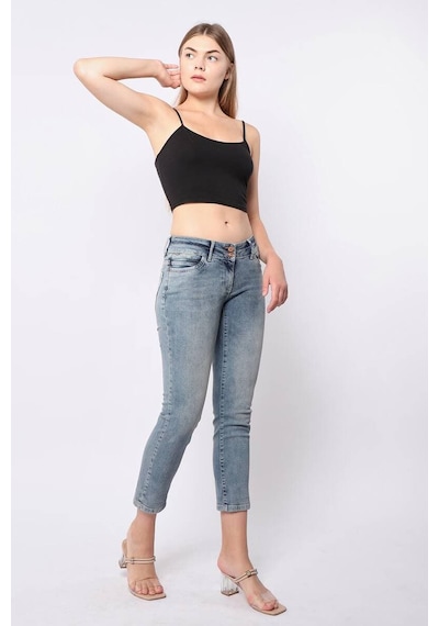 Blue White Kadın Düşük Bel Mavi Jean Pantolon 25