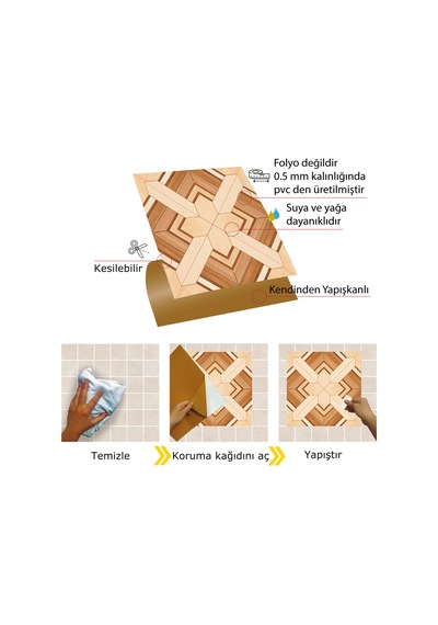 Tink Kendinden Yapışkanlı Ahşap 012 Desenli Pvc Karo 30x30 Cm