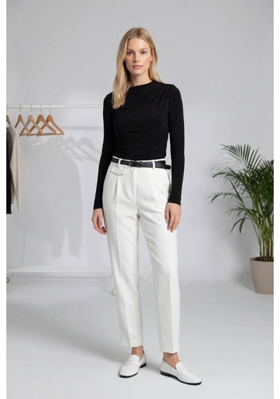 Seeh Siyah Drape Detaylı Uzun Kollu Kadın Bluz Sh358 Regular