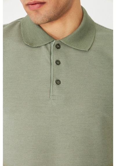Yeşil Modern Kesim Polo Yaka Erkek T-shirt A.haki