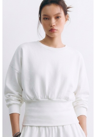 Barrels And Oıl Kadın Bel Detaylı Uzun Kol Sweatshirt - Ekru Ekru