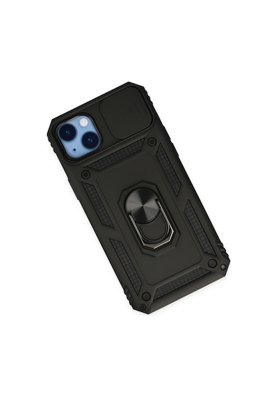 Apple iPhone  Uyumlu - 14 Plus Kılıf Pars Lens Yüzüklü Silikon - Siyah
