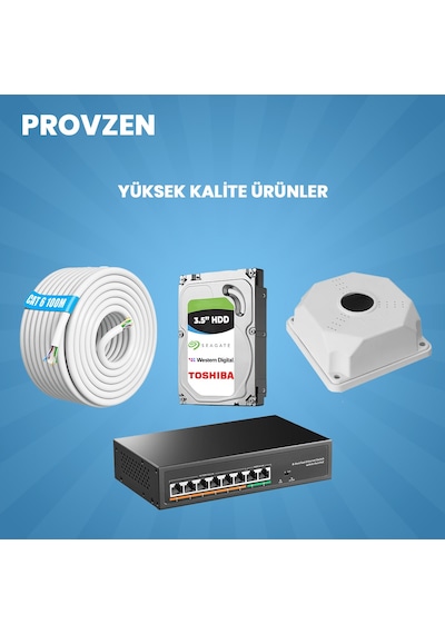 Provzen Hikvision 2 Ip Kamera 7/24 Renkli Mikrofonlu Güvenlik Kamerası Olay Anında Bildirim