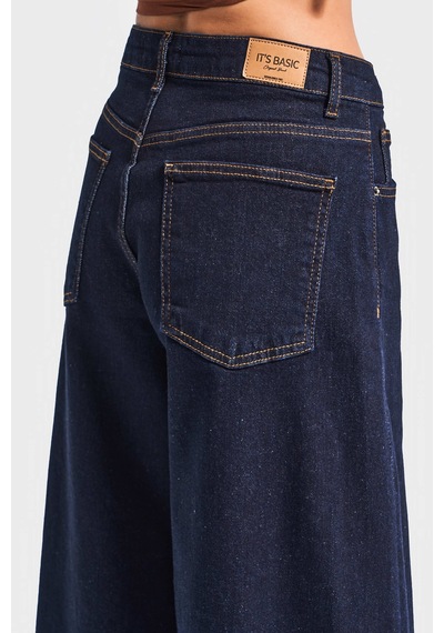 it's basic Kadın İndigo Renk 7w5-50 Süper Palazzo Fit Esnek Elastan Kumaş Denim Jean