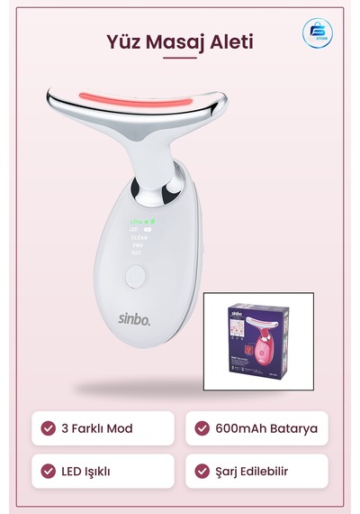Yüz Masaj Aleti 3 Mod 600mah Boyun Sıkılaştırıcı Cihaz Şarj Edile