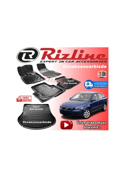 Volvo S40 3D Paspas+3D Bagaj Havuzu Siyah 2004-2012 Arası Rizline