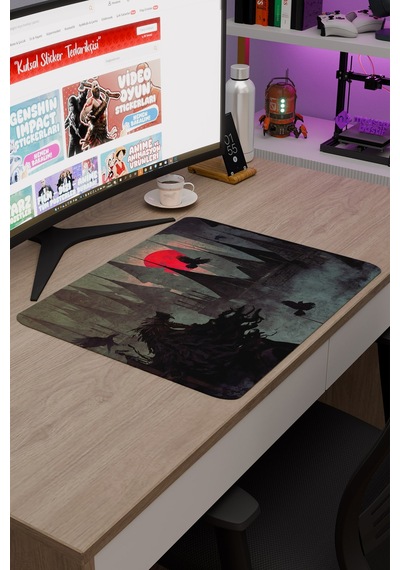 Bloodborne Kaymaz Dikişli Kauçuk Oyuncu Mousepad V3 - 48x40 Xl Gaming Mouse Pad Fare Altlığı