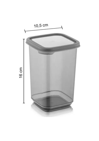 1 Adet Kapaklı Kare Saklama Kabı - Hava Almaz Erzak Gıda Un Şeker Bakliyat Kabı 1100 Ml Antrasit Gri