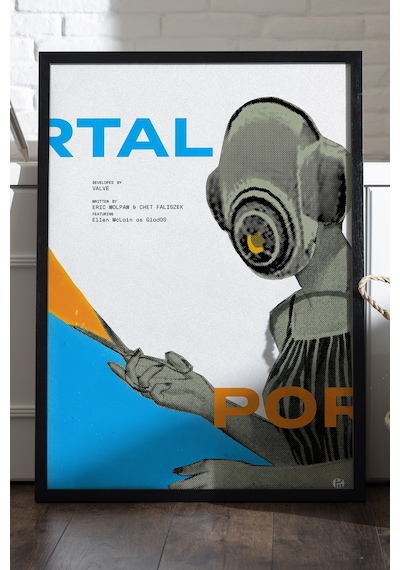 Portal Siyah Ahşap Çerçeveli Poster, Dekoratif Oyun Duvar Tablosu