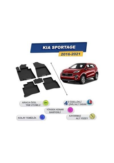 Kia Sportage 2016-2021 İle Uyumlu 4d Havuzlu Paspas A+kalite Siyah Açık Bej