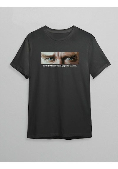 Novalisse 10 Kasım Atatürk'ü Anma Günü Baskılı Oversize Bisiklet Yaka T-shirt - Siyah Çoklu Renk