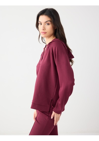Jimmy Key Jimmy Key Bordo Uzun Kollu Kapüşonlu Örme Sweatshirt 5ww235917562