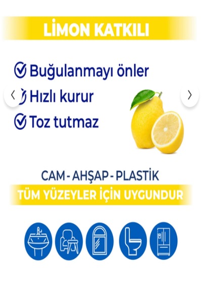 S-max Limon Kokulu Yüzey Temizleme Havlusu Büyük Boy 12 Paket 12x102 'li Beyaz Dokulu