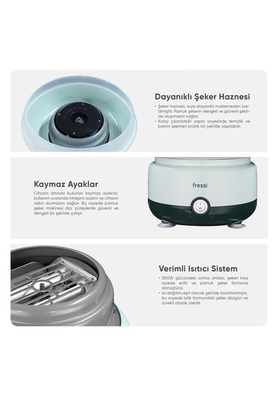 Fressi FR-PM01 500 W Çelik Hazneli Pamuk Şeker Makinesi