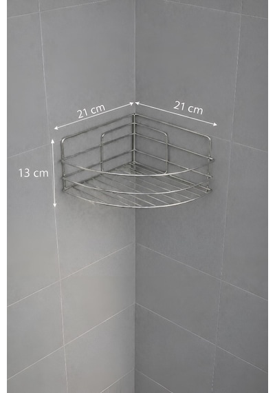Sas Haus   Tek Katlı Köşe Duş Rafı Kancalı Banyo Şampuanlık & Organizer 2 Adet Krom Tk-01 Siyah