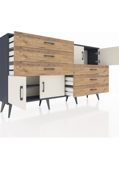 Arges Konsol 2 Raflı 6 Çekmeceli 4 Kapaklı 176x30x99 Antrasit-aytaşı/çam Aytası/atlas Çam - Antrasıt Arges Konsol 2 Raflı 6 Çekmeceli 4 Kapaklı 176x30x99 Antrasit-aytaşı/çam Aytası/atlas Çam - Antrasıt
