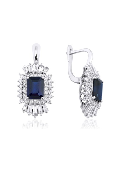 4.85 Karat Safir Pırlanta Küpe - Hrd Sertifikalı
