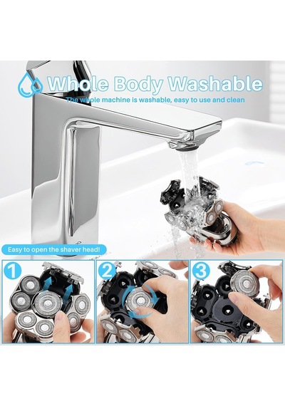Wjiang 9d Kel Erkekler İçin - 6'sı 1 Arada Elektrikli Kafa Tıraş