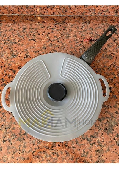 Lexroo Silikon Tencere Kapağı, Tava Kapağı, Isı Koruyucu, Vakumlu Kapak, Muhafaza Kapağı Gri, 28cm Çok Renkli