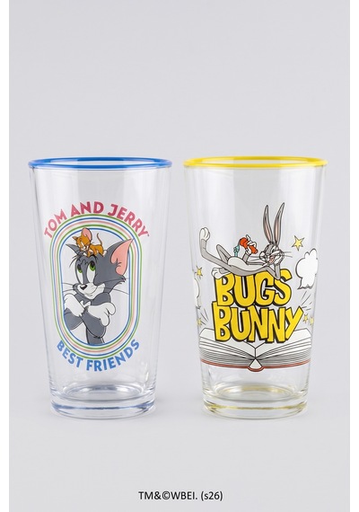 Tom And Jerry Ve Bugs Bunny 2'li Meşrubat Bardağı Seti 570 Cc Renkli