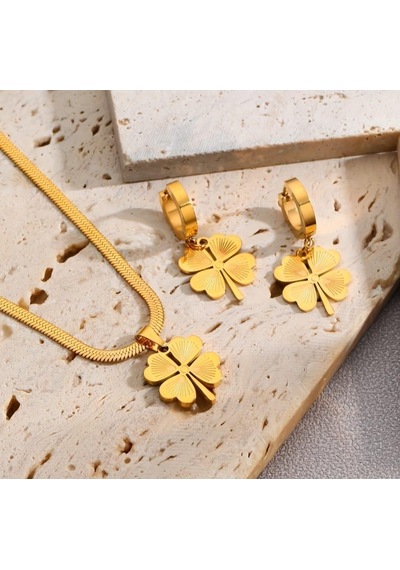 Yonca Gold Çelik Takı Seti 362 Gümüş - Rose Gold