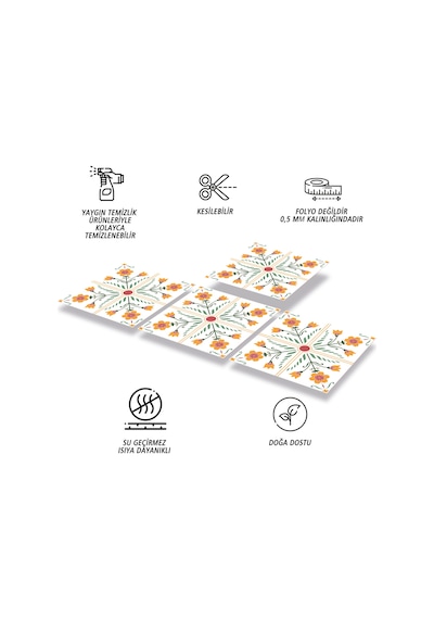Tink Kendinden Yapışkanlı Portakal Çiçeği Desenli Pvc Karo 30x30 Cm