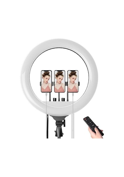 Tr 21 İnch 53cm Extra Büyük Boy Youtuber Led Işıklı Halka Telefon Tutuculu Uzaktan Kumada Selfie/yayıncı/makyaj I